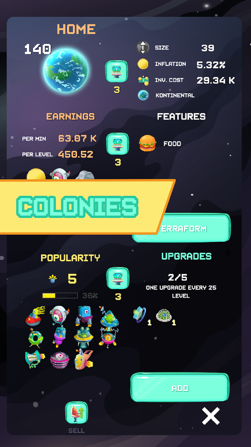 Game scene from Galactic Gains