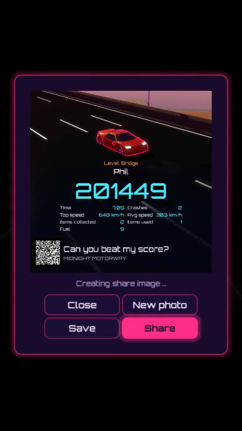 Game scene from Midnight Motorway